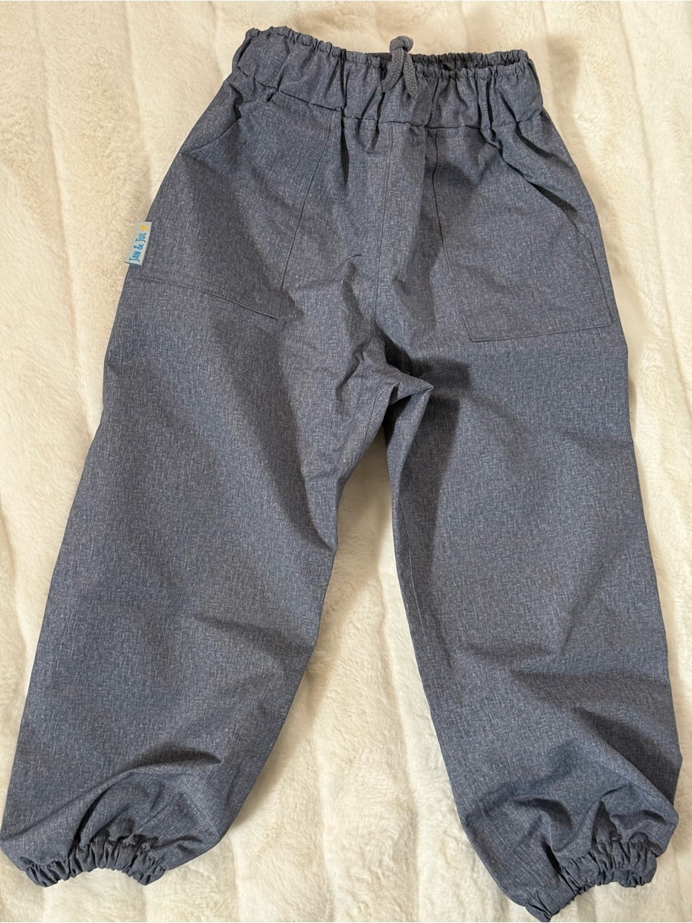 Kids Elastic-Waist Heather Gray Rain Pants with Ankle Cuffs